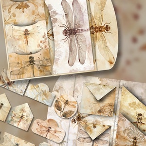 Dragonfly Folio Junk Journal Kit Printable Folio Pages Shabby Chic ...