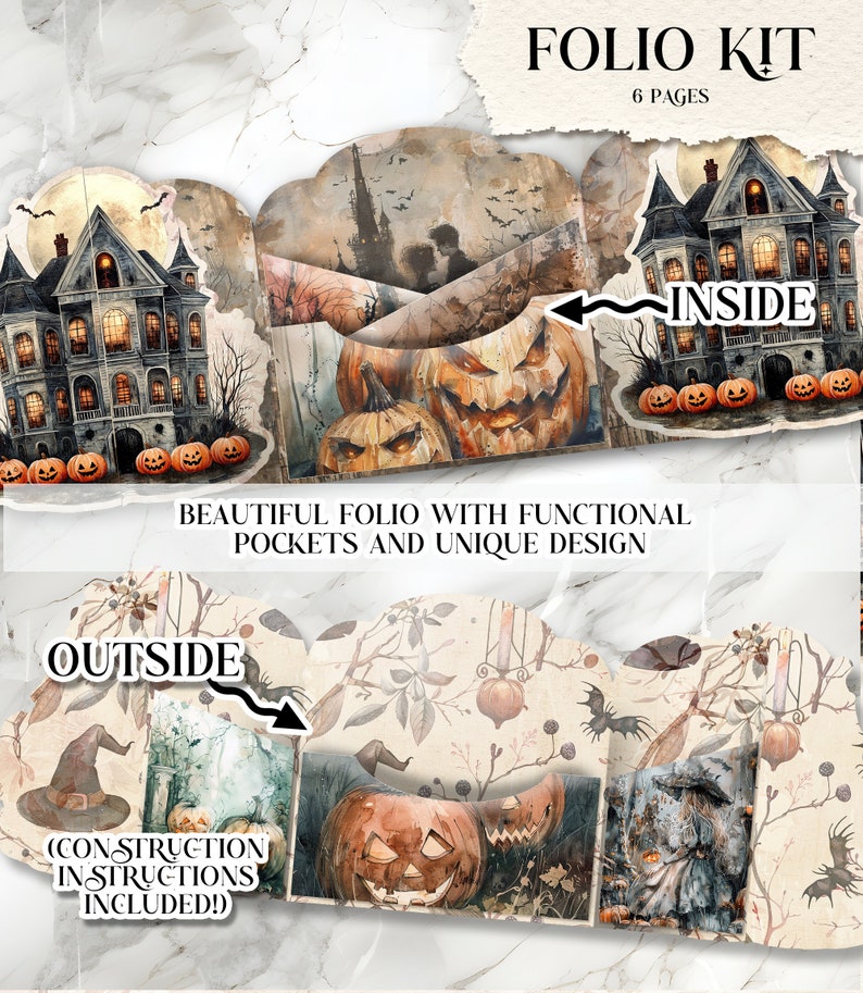 Halloween Junk Journal Folio Kit Haunted House Folio Junk Journal Kit ...