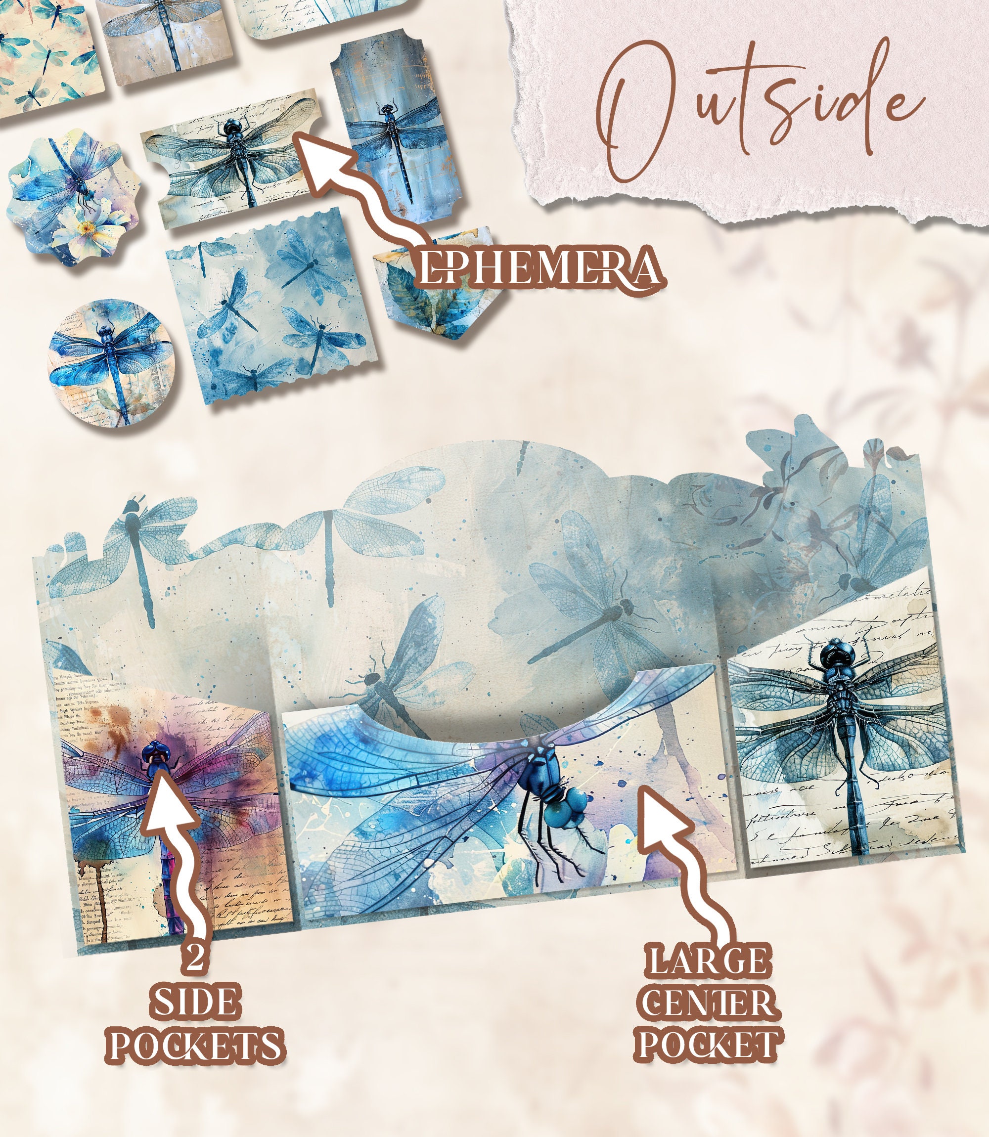 Dragonfly Folio Junk Journal Folio Dragonfly Kit Printable Folio Pages ...