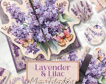 Lavendel Junk Journal Kit Lavendel Junk Journal druckbare botanische Folio Seiten Kräuterkunde Folio Kit lila Junk Journal Kit [VF174]
