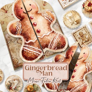 Christmas Junk Journal Kit Christmas Folio Junk Journal Kit Printable Christmas Gift Folio Pages Xmas Holiday Gingerbread Folio Kit [VF231]