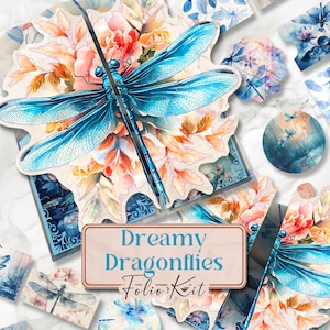 Dragonfly Junk Journal Kit Dragonfly Folio Junk Journal Kit Printable Dragonflies Folio Pages Dragonflies Folio Kit Dragonfly [VF112]
