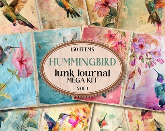 Hummingbird Junk Journal Papers Printable Humming Bird Junk Journal Hummingbird Ephemera Folio Junk Journal Hummingbird Fussy Cuts [VF051]