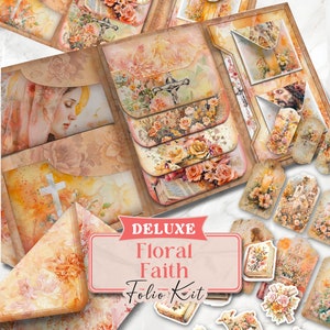 Floral Faith Junk Journal DELUXE Kit Faith Junk Journal Christian Junk Journal Ephemera Folio Junk Journal Faith-Based Waterfall [VF072]