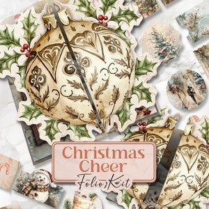 Kit de diario basura con folio navideño, páginas imprimibles para regalos navideños, páginas imprimibles para fiestas navideñas, kit de folio para regalos navideños, álbum de recortes [VF104]