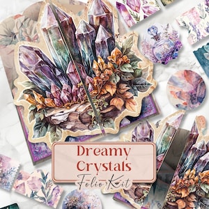 Crystal Witch Folio Witchy Junk Journal Kit Printable Folio Pages Crystals Printable Pages Witchy Folio Kit Gothic Scrapbook Paper [VF111]
