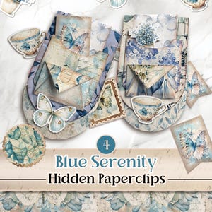 Kit de diario con bolsillos ocultos para sujetapapeles, estilo shabby chic, con sujetapapeles florales ocultos, y efímeras para tazas de té estilo shabby chic [VF219]