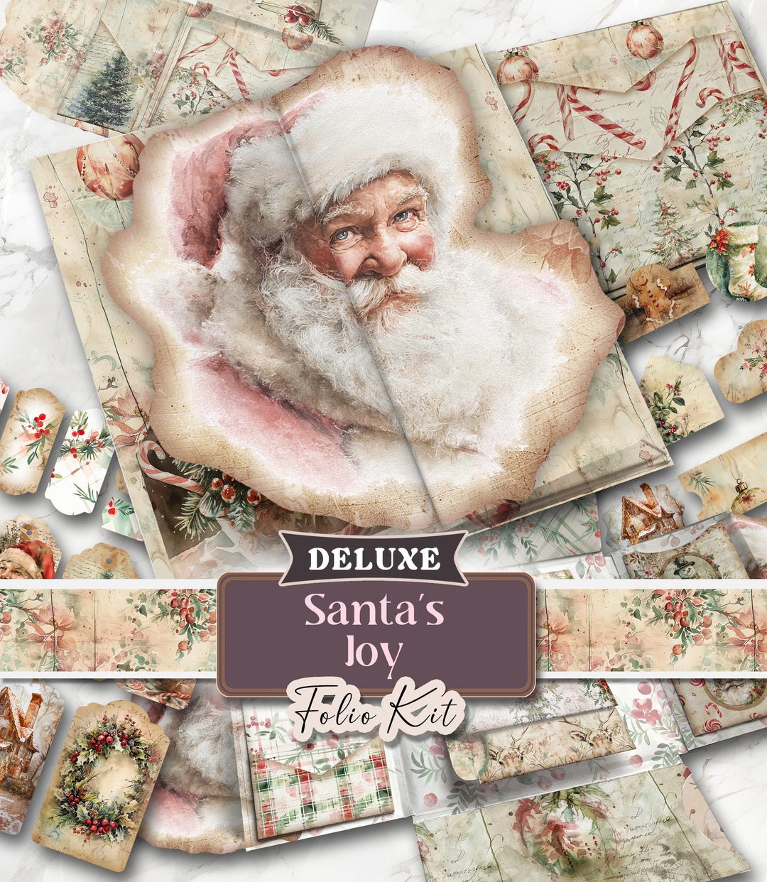 Christmas Junk Journal Kit Printable DELUXE Folio Pages Christmas ...