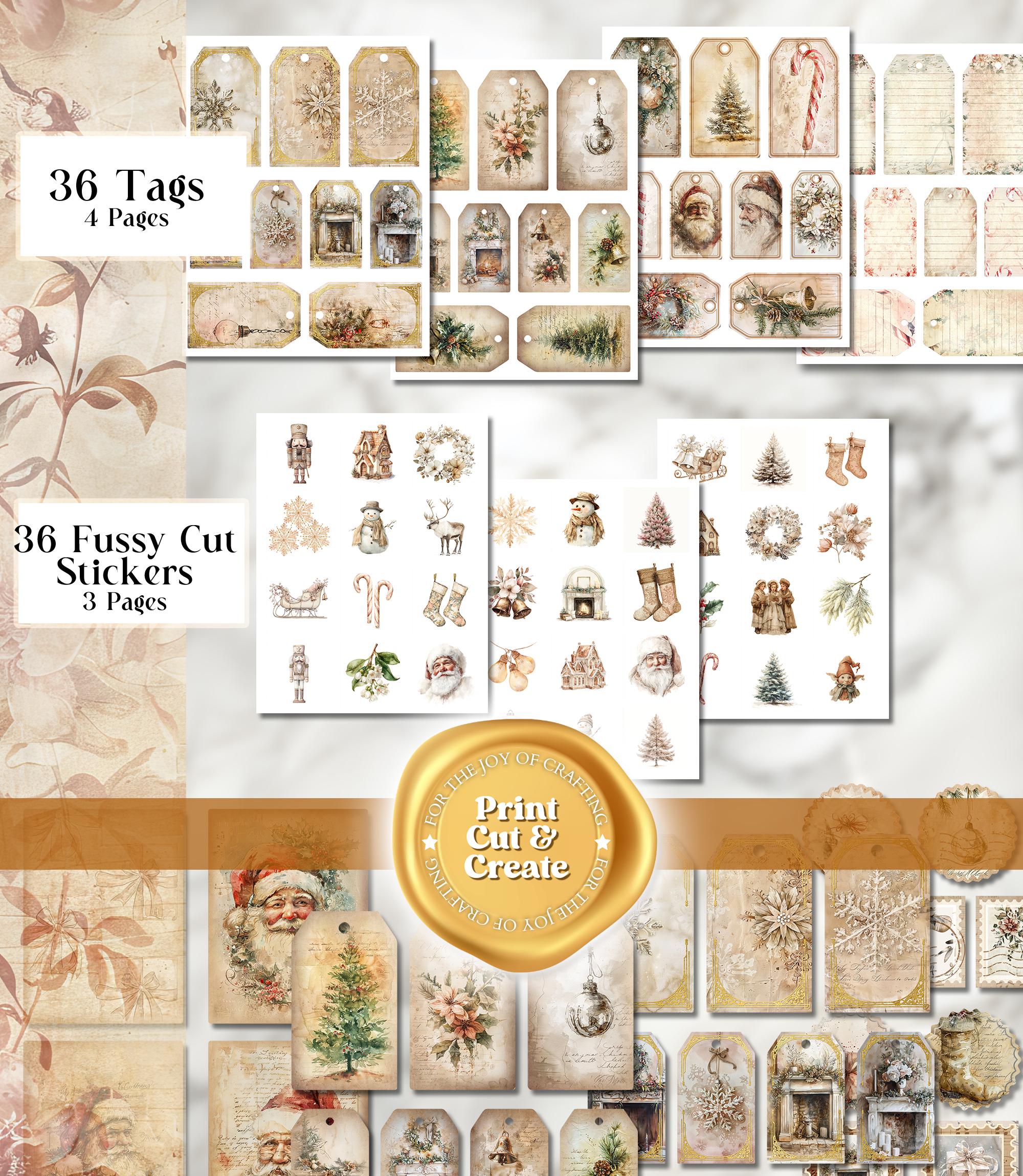 Neutral Christmas Junk Journal Kit Printable Holiday Junk Journal Folio ...