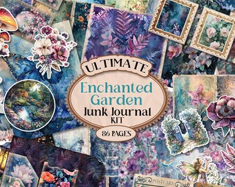 Garden Junk Journal Kit Spring Folio Junk Journal Kit Afdrukbare Witch Garden Folio Kit Scrapbook Papier Enchanted Garden Junk Journal [VF168]