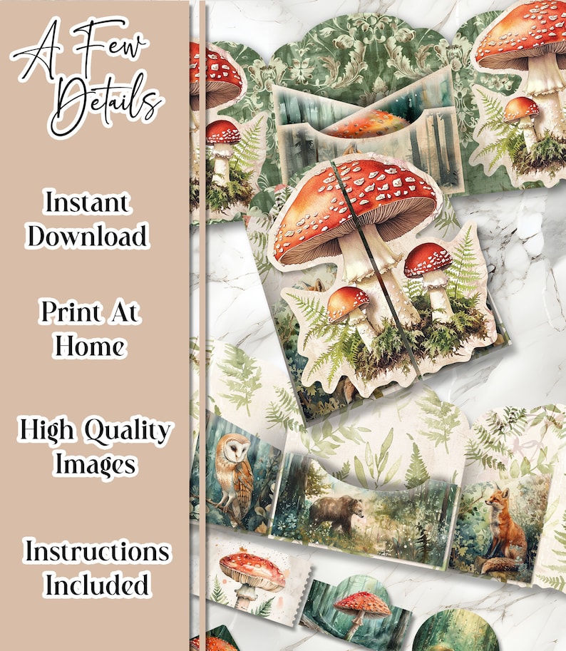 Mushroom Junk Journal Kit Fern Forest Folio Junk Journal Kit Printable ...
