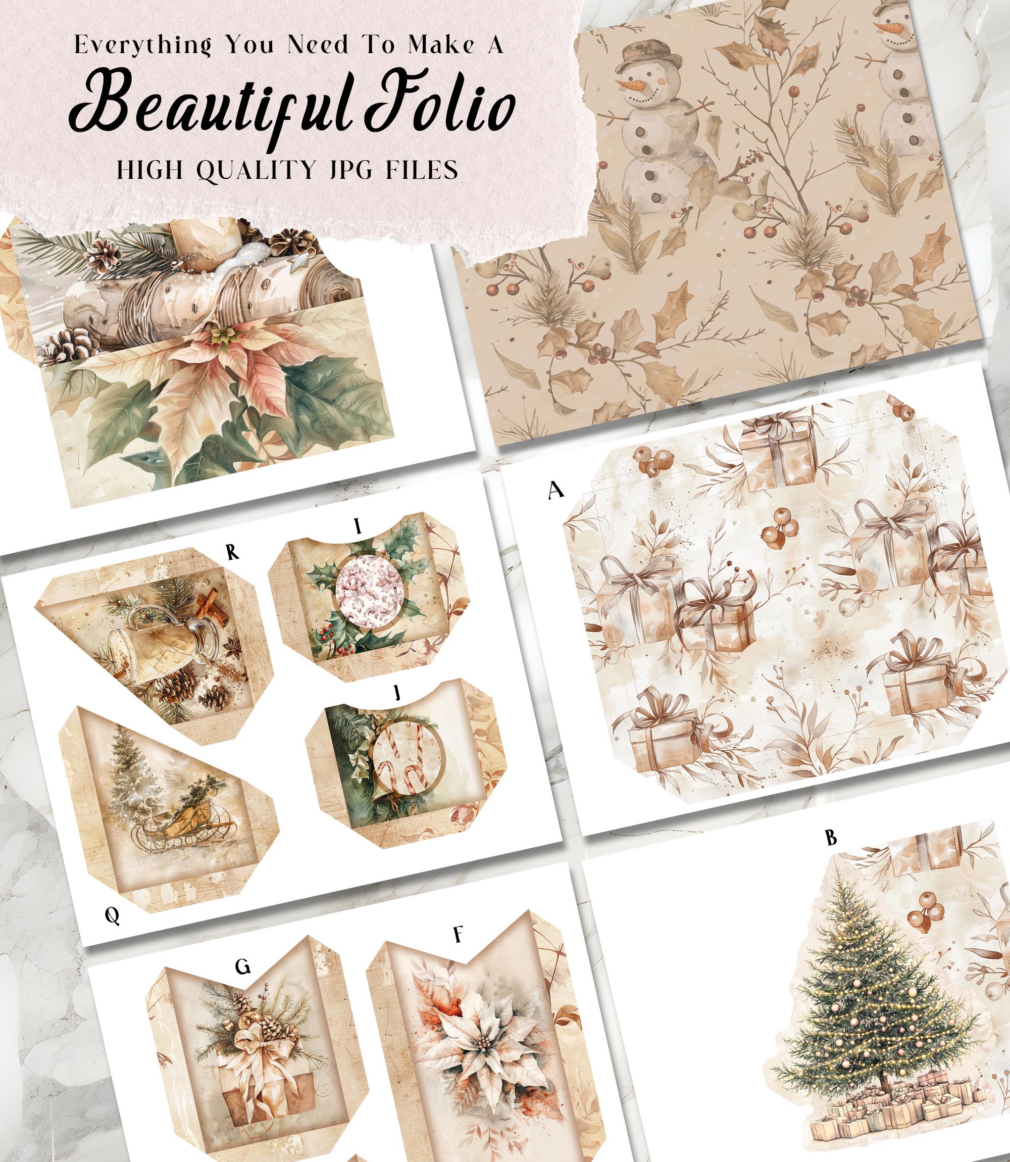 Beige Christmas Junk Journal DELUXE Kit Holiday Junk Journal Neutral ...