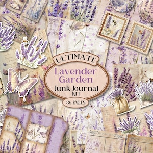 Kit diario spazzatura lavanda Kit diario spazzatura Folio lavanda Kit diario spazzatura Folio botanico stampabile Kit diario spazzatura di erboristeria [VF175]