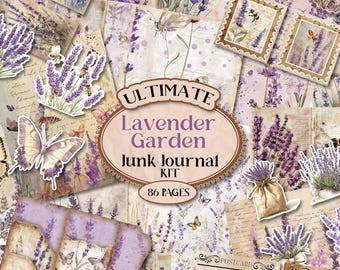 Lavender Junk Journal Kit Lavender Folio Junk Journal Kit Printable Botanical Folio Kit Scrapbook Paper Herbology Junk Journal [VF175]