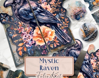 Kit diario Raven Witch Junk Pagine stampabili Folio Pagine stampabili Witchy Kit Folio Witchy Carta per album gotico Witchy Junk [VF126]