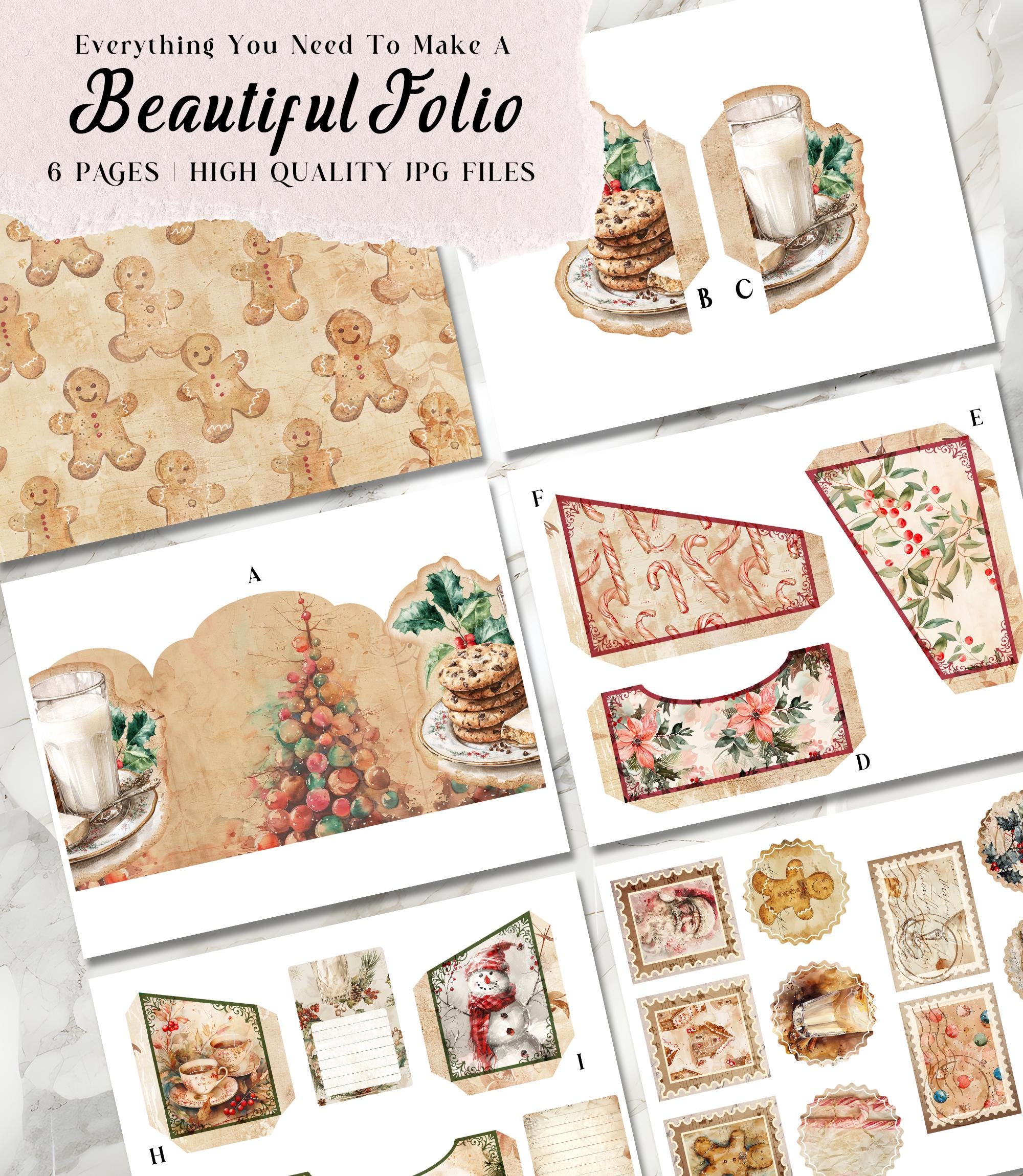 Christmas Junk Journal Kit Christmas Folio Junk Journal Kit Printable ...
