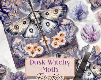 Moth Junk Journal Kit Printable Witchy Folio Pages Moth Printable Pages Witchy Folio Kit Gothic Scrapbook Paper Witchy Junk Journal [VF113]