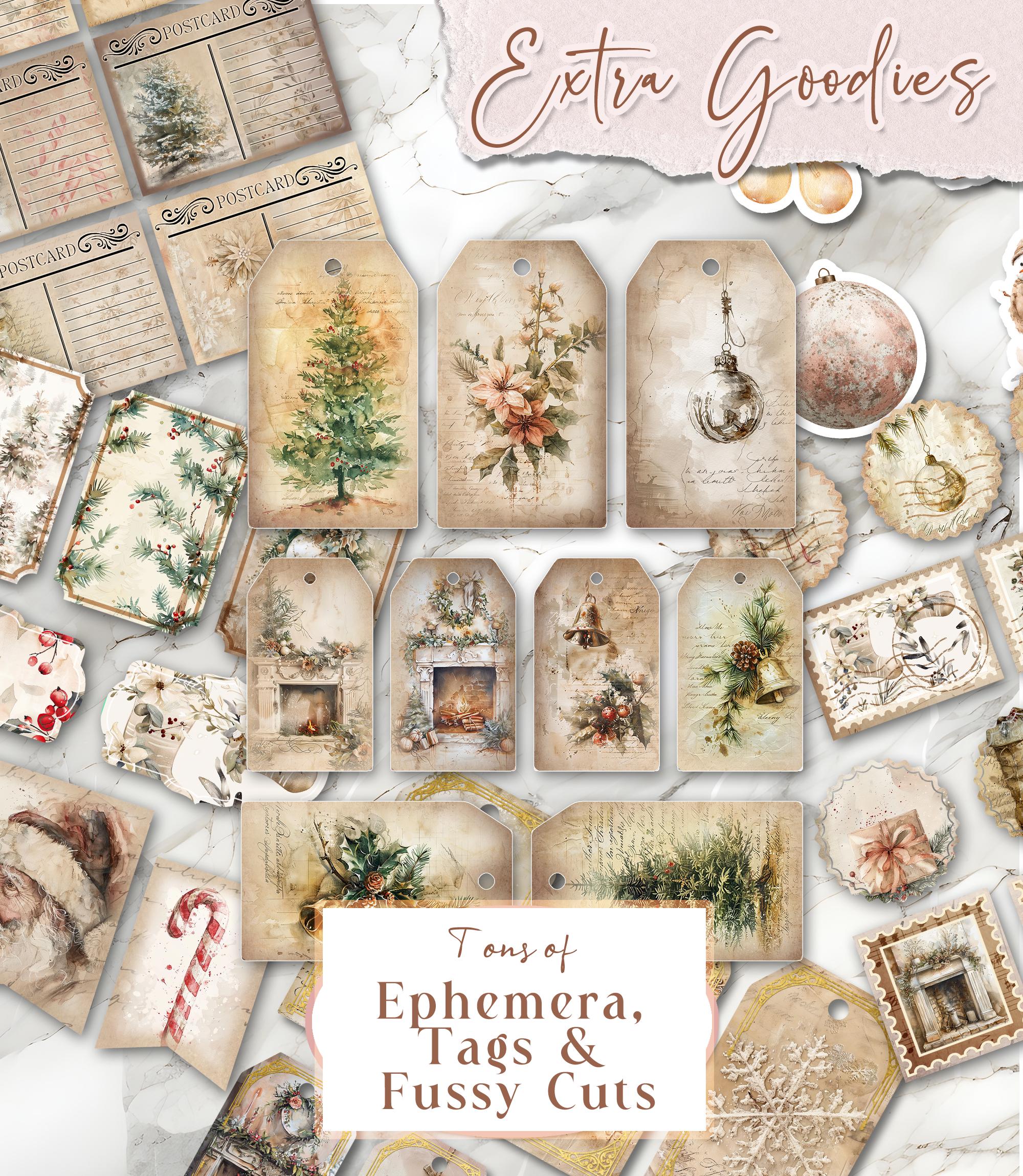 Neutral Christmas Junk Journal Kit Printable Holiday Junk Journal Folio ...
