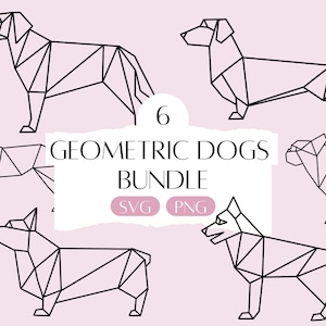 Geometric DOG Breed Bundle SVG, Dog Clipart, Corgi Husky Dachshund Labrador Shepherd Français Bulldog svg, Minimalist png, Line Art pour Cricut