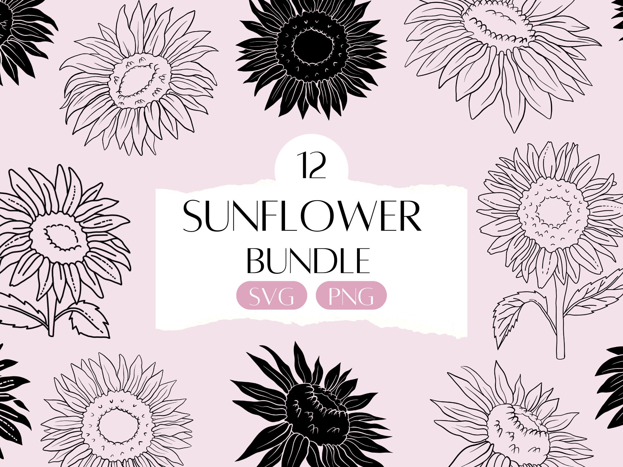 Sunflower Bundle SVG Summer Flower Clipart Sunflowers With - Etsy