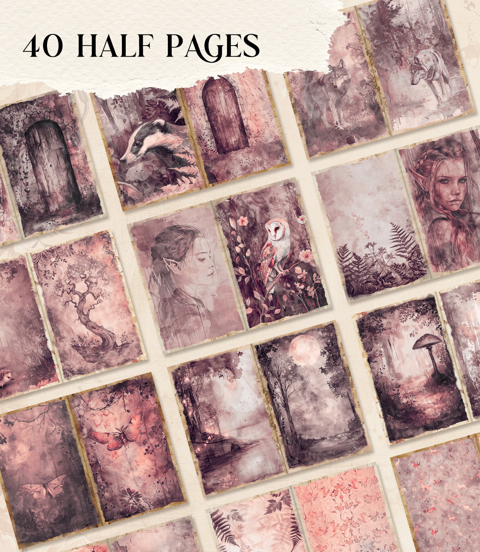 Elven Forest Junk Journal Kit Pages Printable Junk Journal Ephemera ...