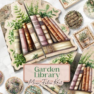 Garten Junk Journal Junk Journal Folio Kit Garten Bibliothek Ephemera Printable Vintage Papier Kit für Collage Scrapbook Art Journal [VF204]