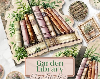 Garden Junk Journal Junk Journal Folio Kit Garden Library Ephemera Printable Vintage Paper Kit for Collage Scrapbook Art Journal [VF204]