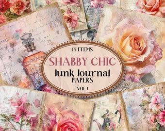 Shabby Chic Junk Journal Pages Shabby Chic Roses Printable Junk Journal Printable Pages Junk Journal Shabby Chic Scrapbook Paper [VF015]