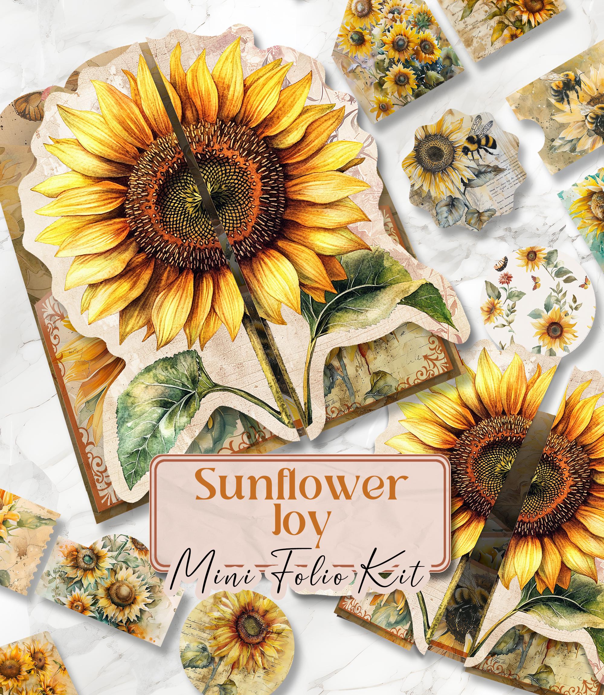 sunflower-junk-journal-printable-sunflower-floral-junk-journal-kit-junk-journal-folio-kit-garden-junk-journal-vintage-ephemera-vf190-etsy