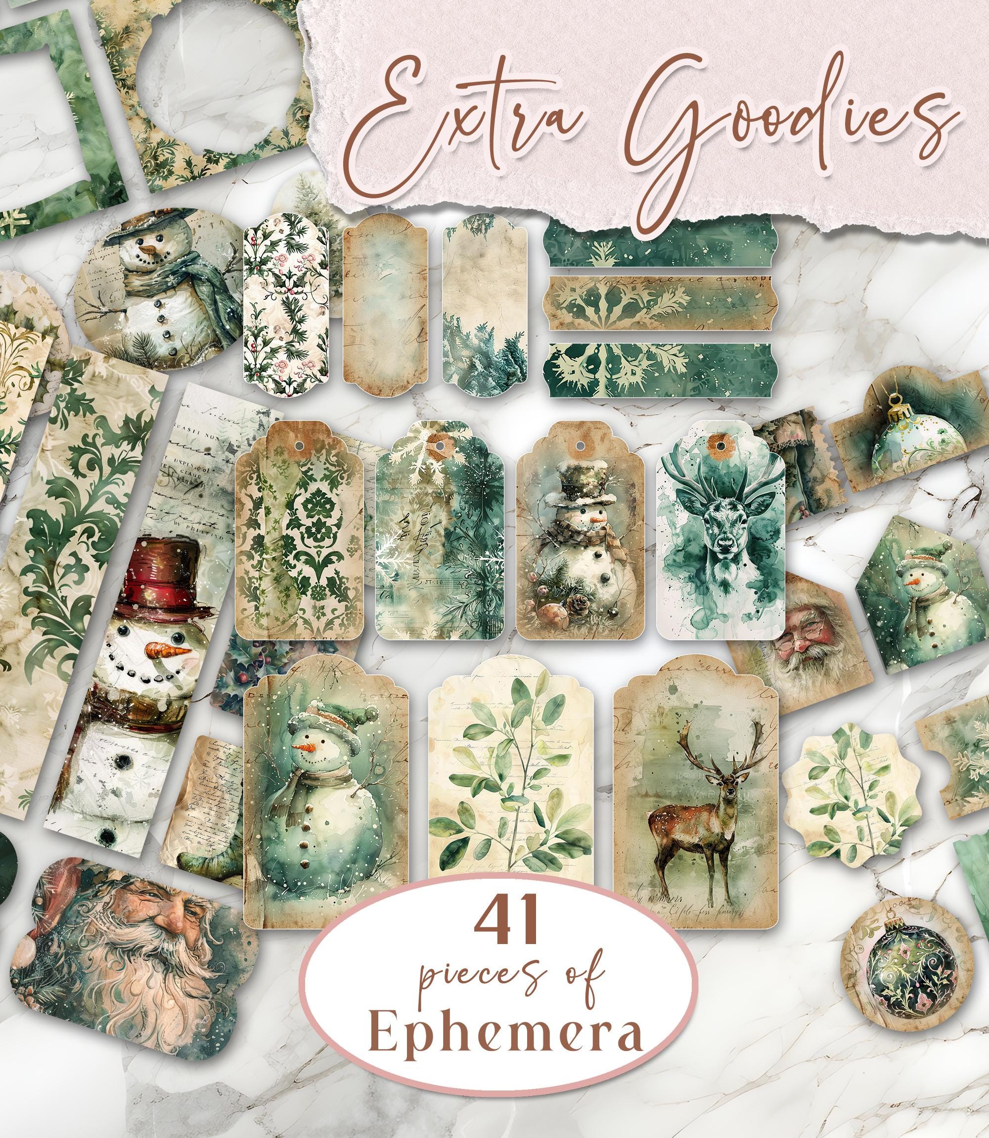 Christmas Junk Journal Kit Printable DELUXE Folio Pages Christmas ...