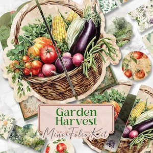 Kit de diario de jardinería, folio de jardinería, hojas imprimibles para diario de verduras, kit de folio de verduras, kit de diario de jardinería [VF186]