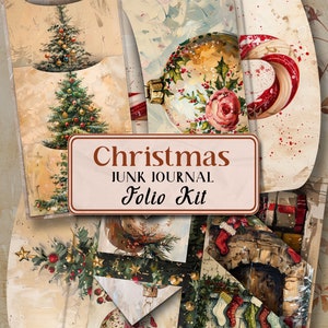 Kit diario di Natale Folio Junk Journal Pagine Folio stampabili Pagine Shabby Chic di Natale Pagine stampabili Kit Folio per le vacanze Carta per album [VF086]