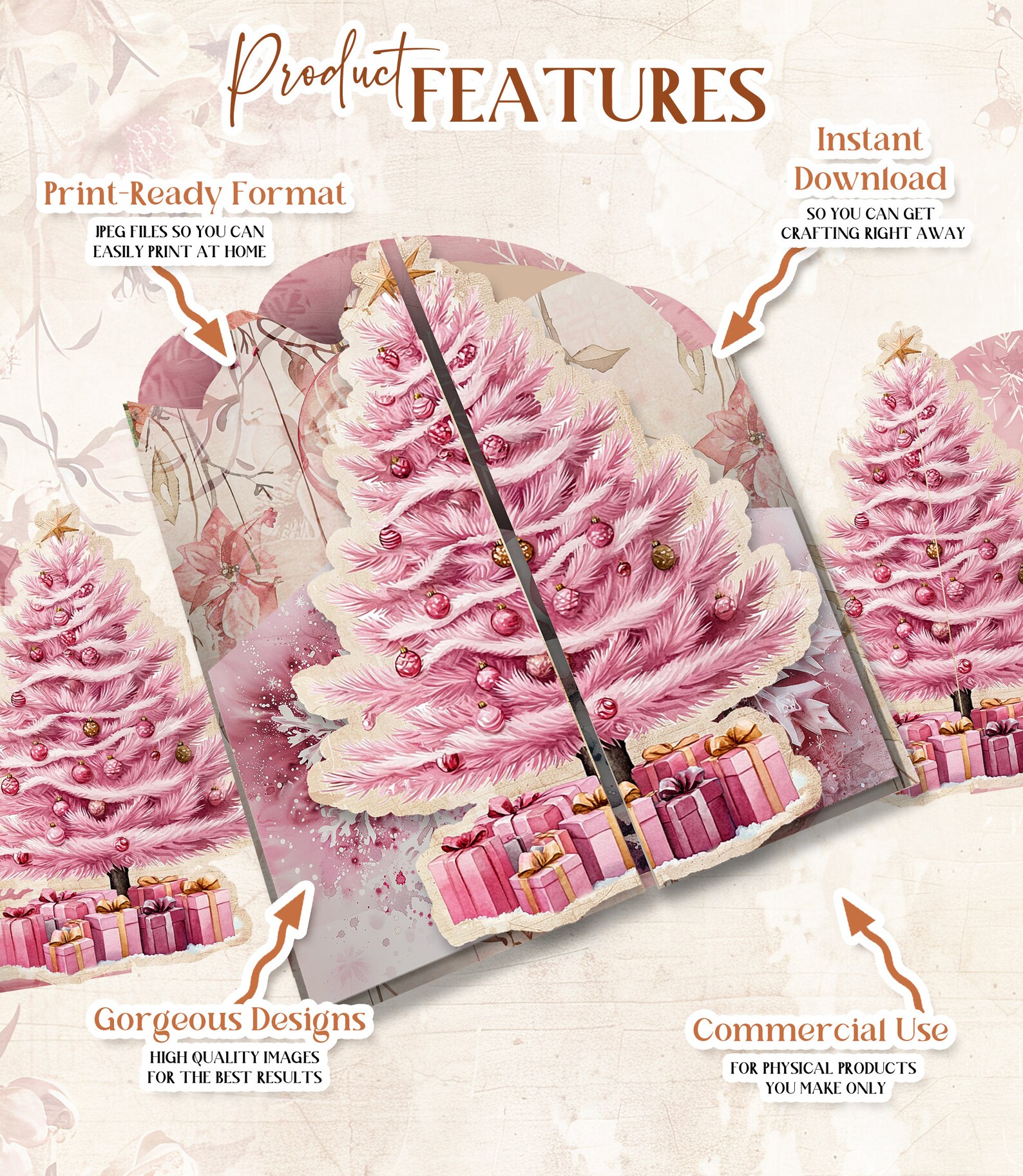 Pink Christmas Junk Journal Kit Christmas Folio Junk Journal Kit ...