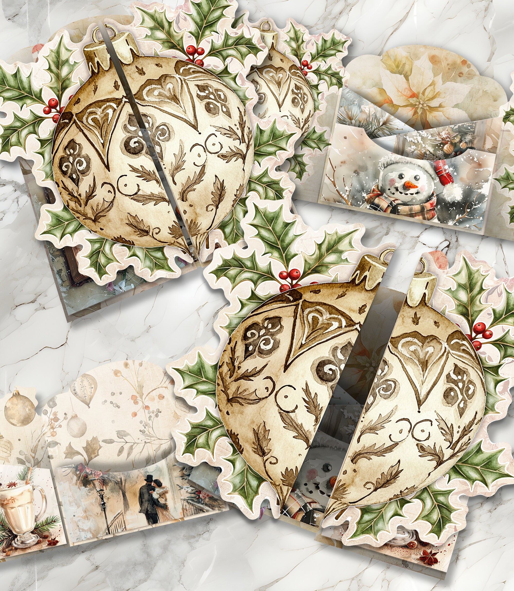 Christmas Folio Junk Journal Kit Printable Christmas Gift Folio Pages ...