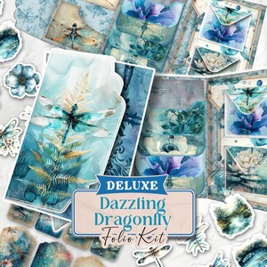 Dragonfly Junk Journal DELUXE Kit Dragonflies Junk Journal Dragonfly Ephemera Dragonfly Folio Junk Journal Dragon Waterfall Folio [VF071]