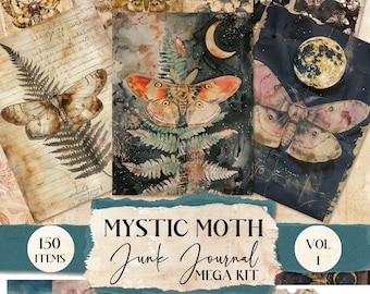 Mystic Moth Junk Journal Pages Printable Junk Journal Ephemera Folio Junk Journal Nature Junk Journal Witchy Moth Fussy Cuts Tag [VF057]