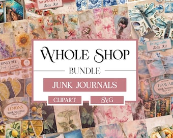 WHOLE SHOP Junk Journal Bundle Floral Nature Junk Journal Kits Folio Ephemera Printable Pages Scrapbook Paper 8.5x11 for Commercial Use