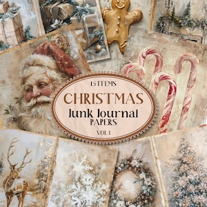 Páginas de diário de lixo de Natal bege para impressão de férias, diário de lixo para impressão, páginas de lixo, diário de lixo da natureza, diário de lixo de Natal 11x8,5 [VF004]