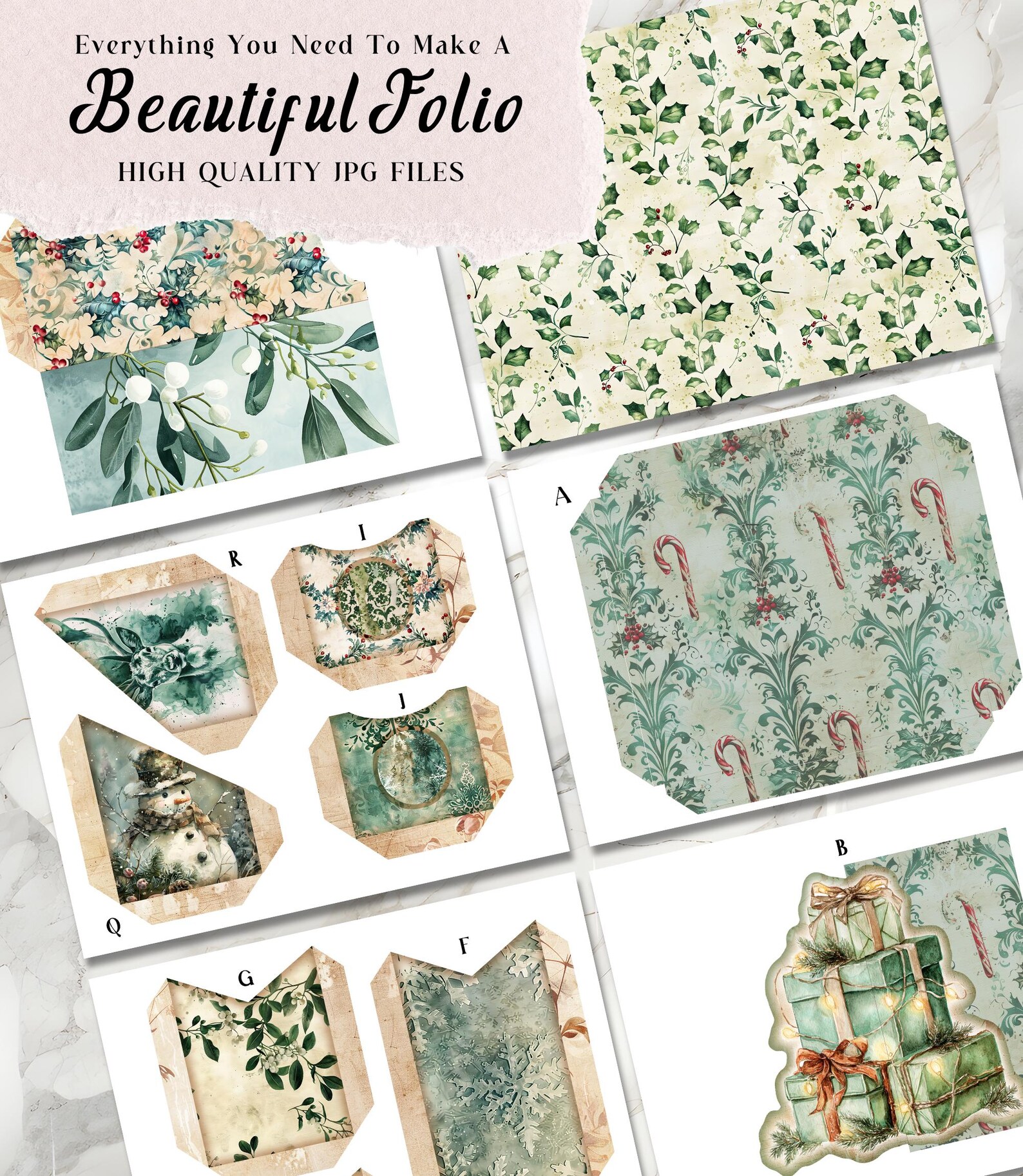 Christmas Junk Journal Kit Printable DELUXE Folio Pages Christmas ...