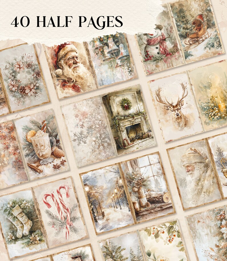 Beige Christmas Junk Journal Kit Mixed Media Holiday Junk Journal ...