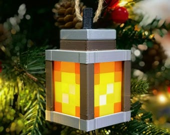 Christmas Ornaments Lantern - Minecraft inspired gamer gift and night light decor - Christmas Gift - Christmas 2024 Ornament