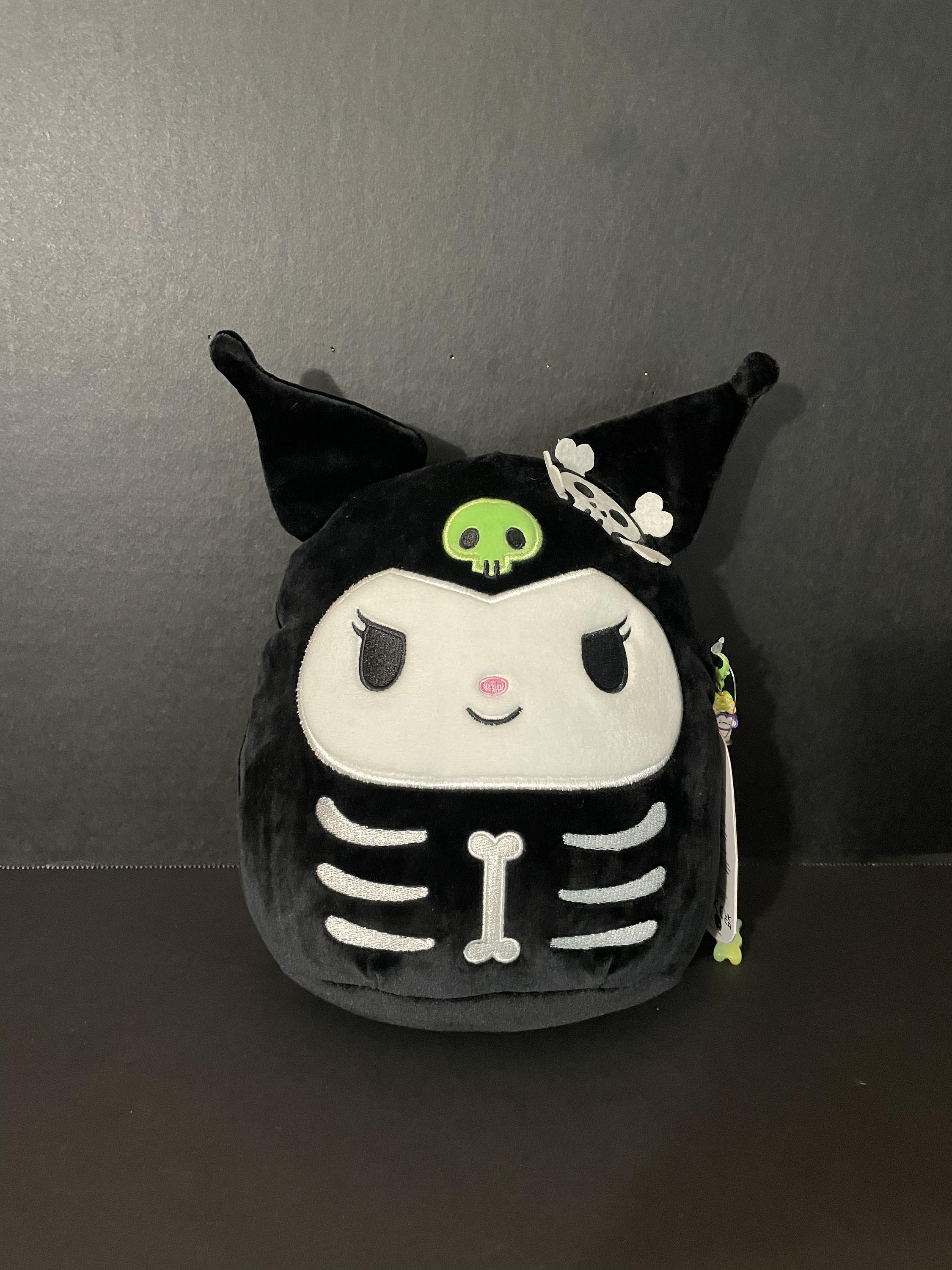 ♡ emo skeleton kitty black plushie (holdable)