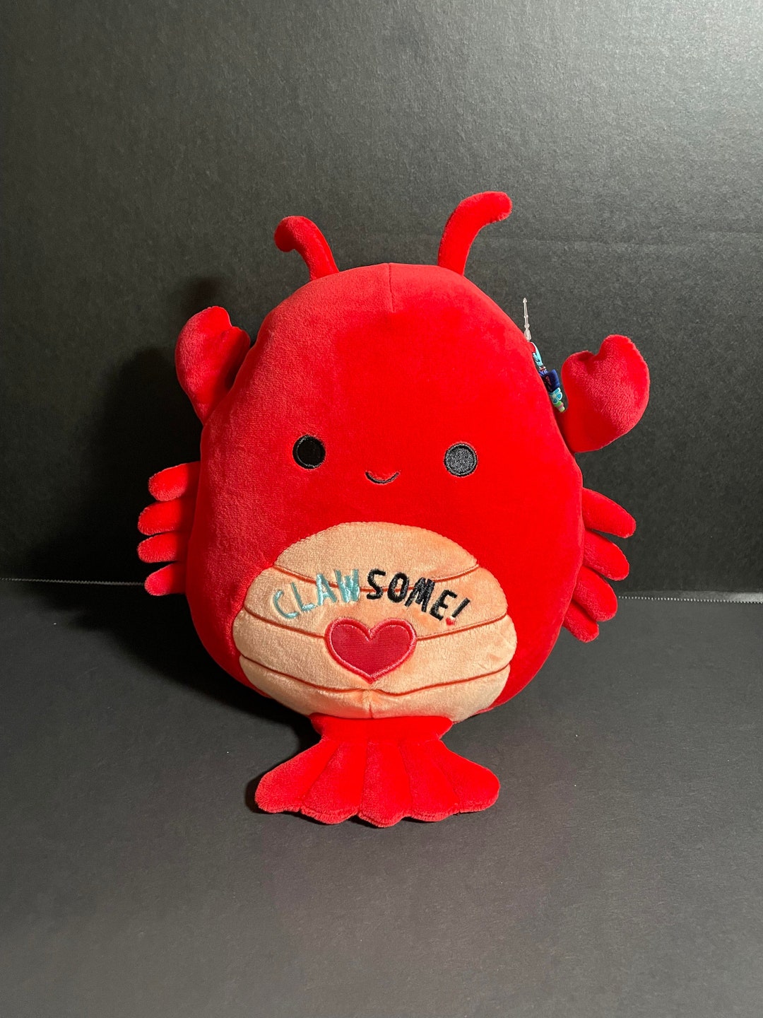Squishmallow 8 Lobster clawsome Appliqued Heart W/custom Handmade Beaded I Love SQUISH