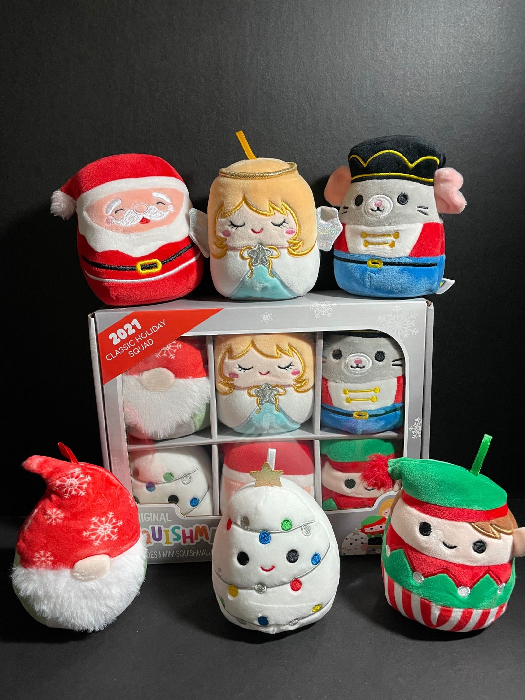 Squishmallow Holiday Classic Collection Christmas Ornaments Set of 8