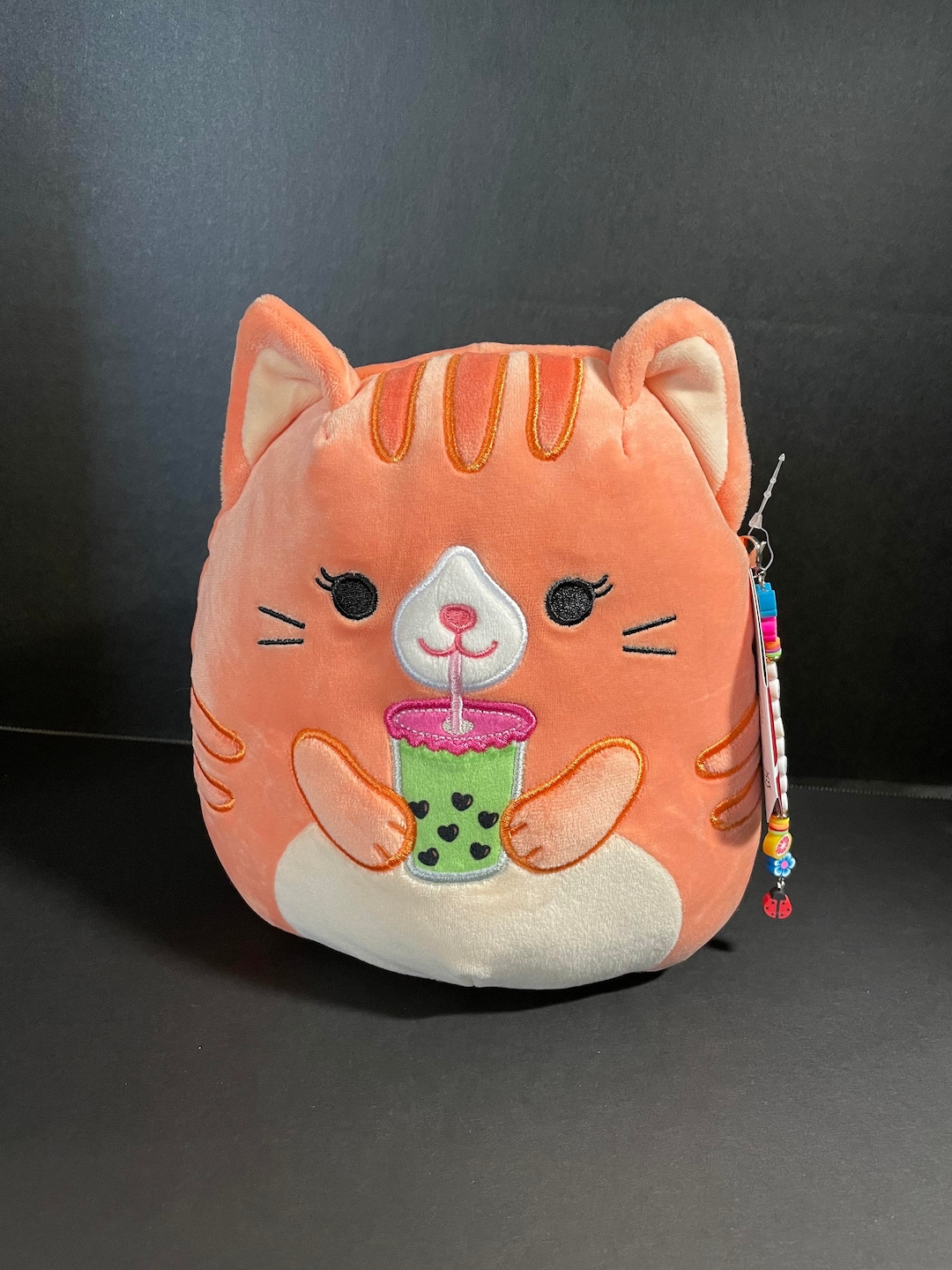 Squishmallow 8 Gigi Orange Tabby Cat With Heart Boba Tea Etsy