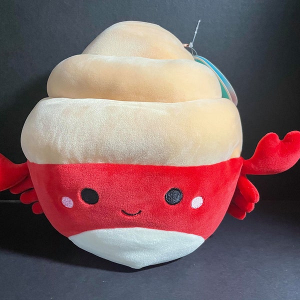 Squishmallow 8 "Indie Hermit Crab w / Custom Hand-Made Beaded I Love SQUISH Clip-On Charm Coleccionable