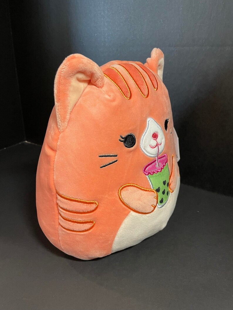 Squishmallow 8 Gigi Orange Tabby Cat With Heart Boba Tea Etsy
