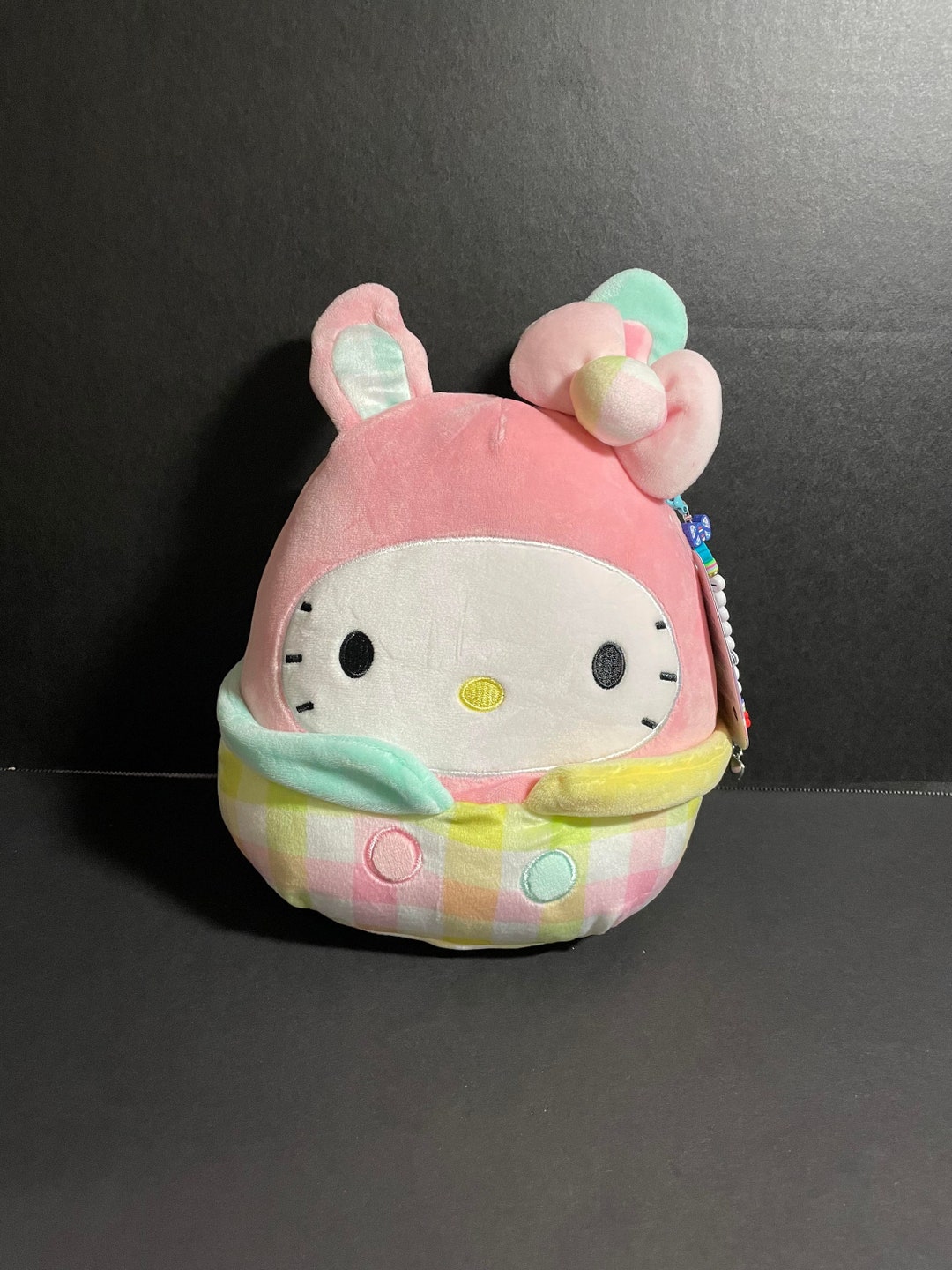 Squishmallow 8 Hello Kitty Rabbit Plaid W/custom Handmade Beaded I