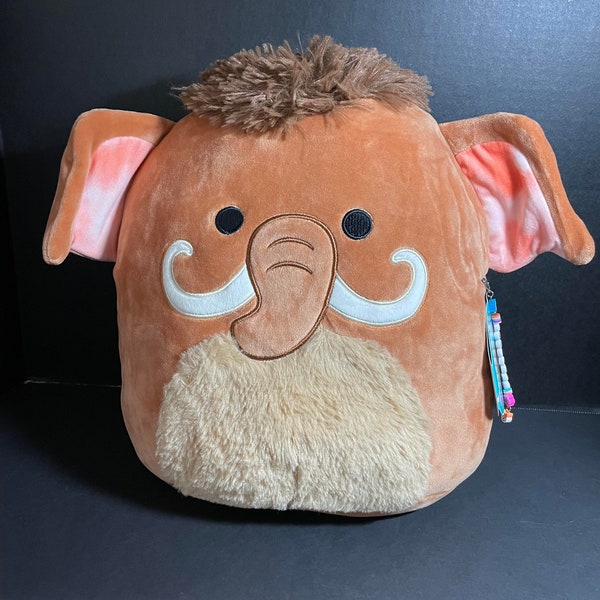 Squishmallow 12" Chienda Wooly Mammut mit Benutzerdefinierten handgemachten Perlen I Love SQUISH Clip-On Charm Sammlerstück