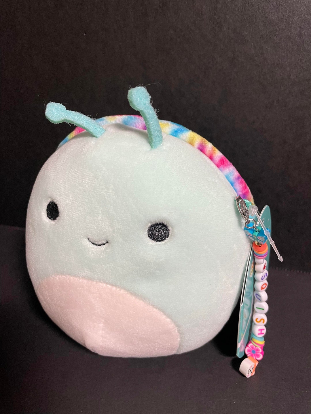Squishmallow 5 Michiel Snail W/custom Handmade Beaded I Love SQUISH